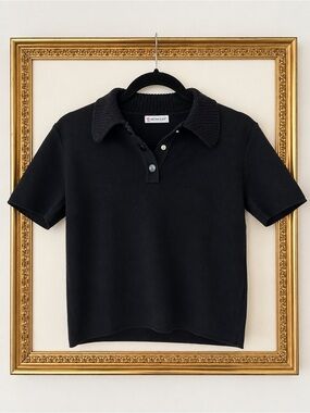 Moncler Kids Black Short-Sleeve Knit Polo